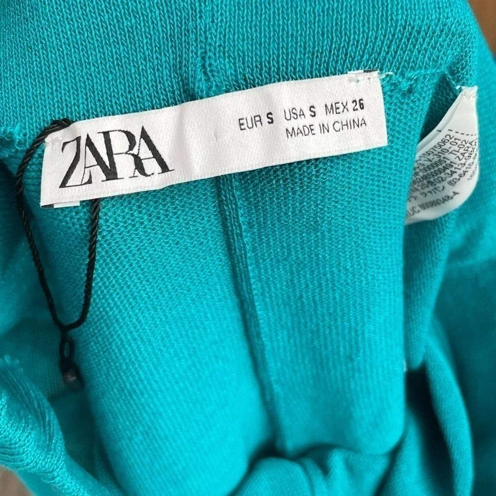 NEW Zara Straight Leg Linen Blend Knit Pants in Size Small‎